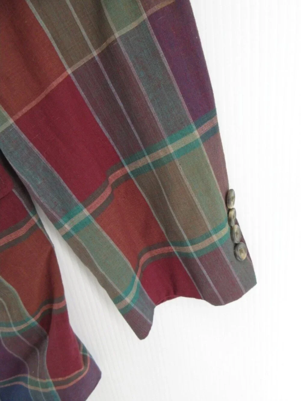 VINTAGE Corbin Sport Coat 42 Blazer Madras Plaid Preppy 90s USA *